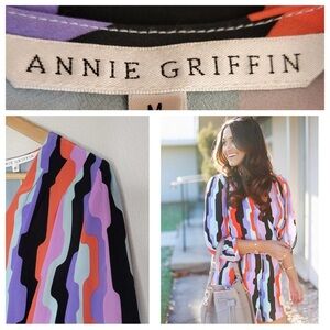 Annie Griffin Geometric Print Surplice Wrap Romper Jumpsuit Womens Size‎ M